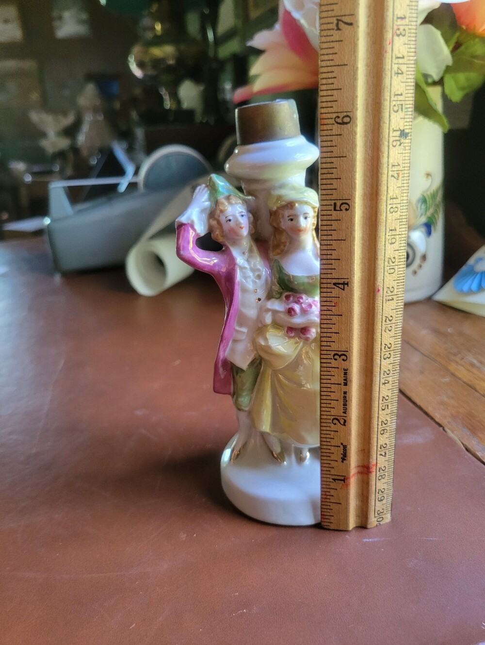 Vtg Porcelain Boudoir Lamp Base Colonial Courting Couple Figurine #12400 MCM - Picture 2 of 11